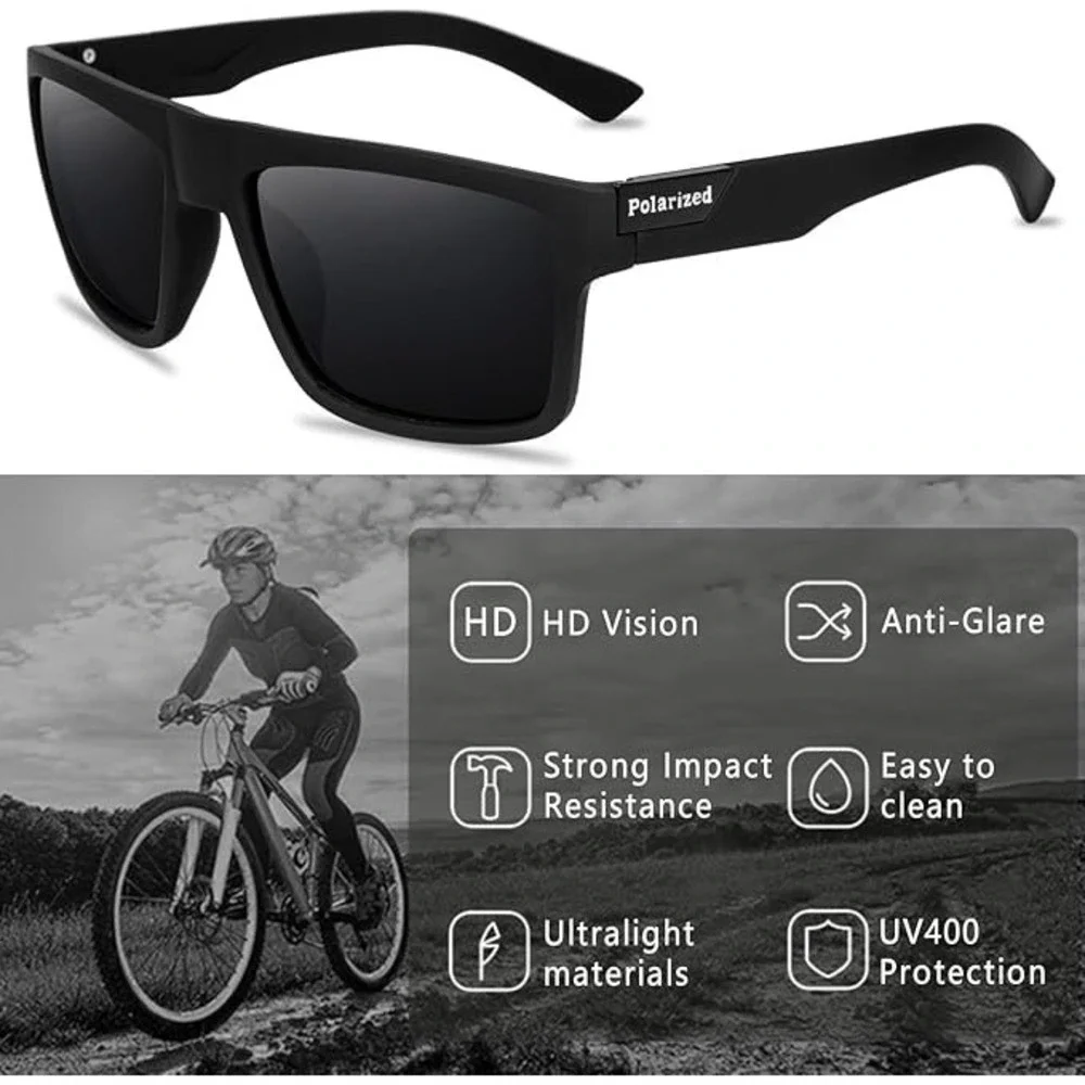 Lightweight Shades Mens Polarized Square Sunglasses Hip‎ Hop Dark Black. Lens